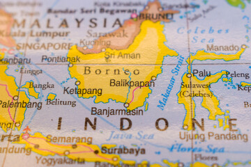 Naklejka premium Balikpapan On The World Map-Geo Political Map
