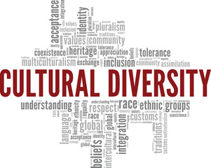 Fototapeta premium Cultural Diversity word cloud conceptual design isolated on white background.