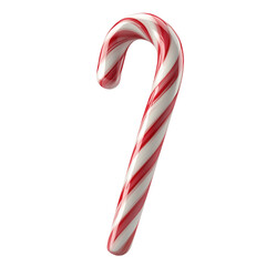 a striped red and white candy cane for a food-themed, photorealistic illustration in a PNG format, cutout, and isolated: generative AI