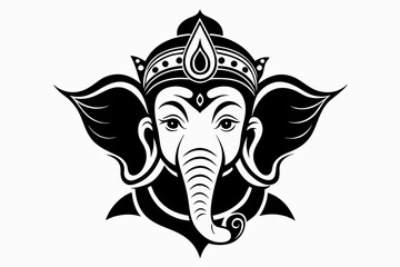 ganesh head line art silhouette vector illustration