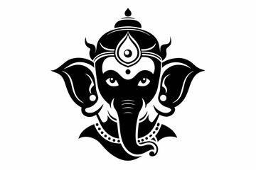 ganesh head line art silhouette vector illustration