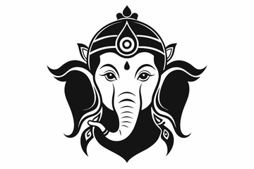 ganesh head line art silhouette vector illustration