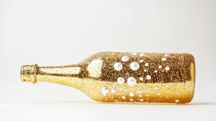 Fototapeta premium A decorative golden bottle embellished with pearlescent spheres and details