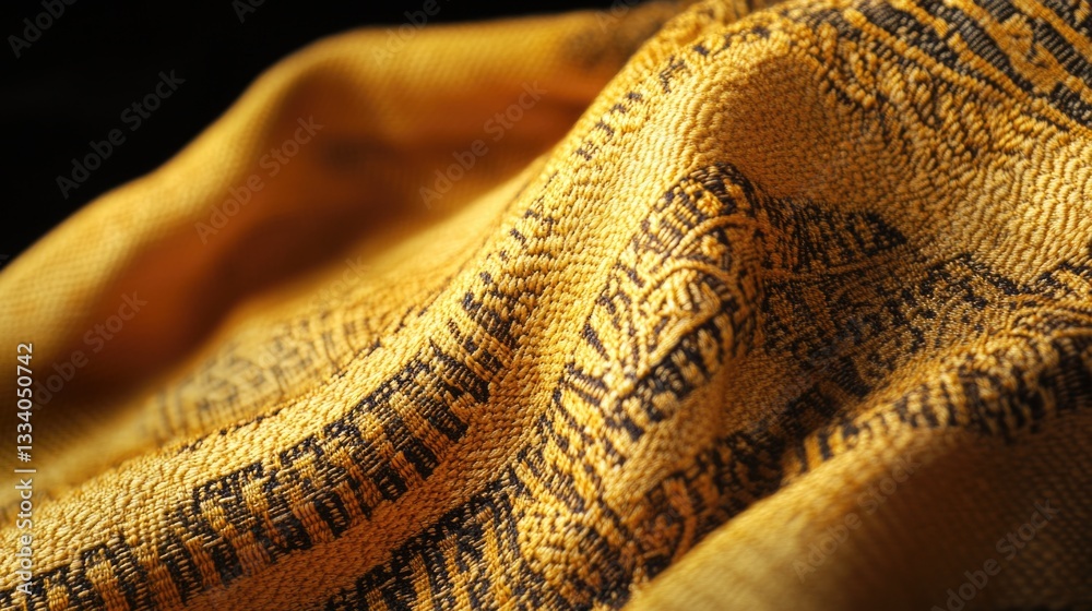 Poster close-up shot of a yellow scarf with written text, suitable for use in creative projects or as a vis