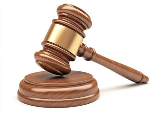 Wooden gavel on stand, symbolizing legal proceedings