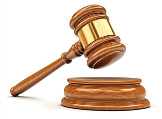 Wooden gavel on stand, signifying legal proceedings