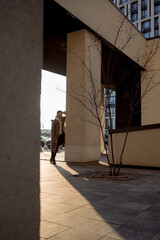 Fototapeta premium close-up portrait of a young guy. Stylish man in a coat. Portrait of a man 