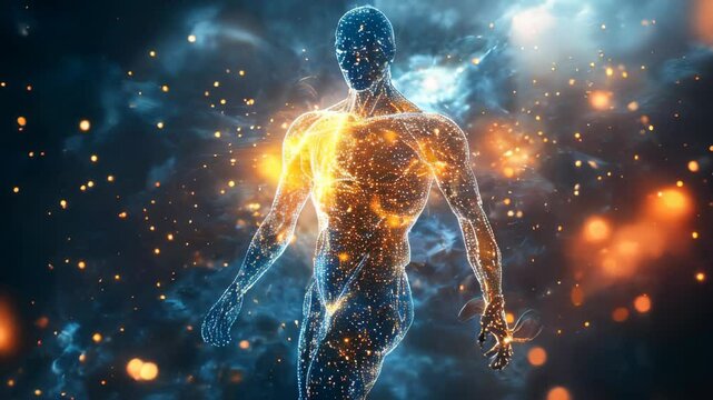 video of the human body surrounded by energy beams