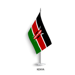 Kenya table flag on light grey background. Kenya desk flag isolated on grey background	

