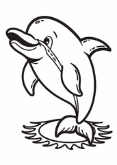 Fototapeta premium Joyful Dolphin illustration: Playful dolphin, depicted in an illustration, its body curved into a cheerful shape and radiating happiness.