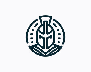 Spartan logo design icon symbol vector illustration. Spartan warrior helmet logo design template