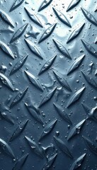 Fototapeta premium Reflective silver diamond plate texture close-up, design, shiny