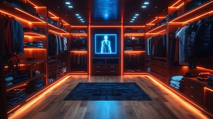 Ultra-modern walk in closet with glass doors high resolution picture