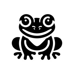 Stylized Frog Illustration in Black and White