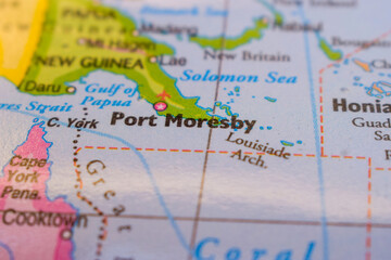 Port Moresby  On The World Map-Geo Political Map