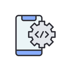 APP development colored icons, minimalist vector illustration ,simple transparent graphic element .Isolated on white background