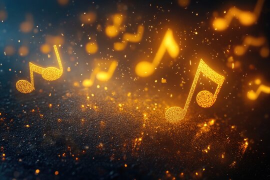 A collection of musical notes suspended in mid-air