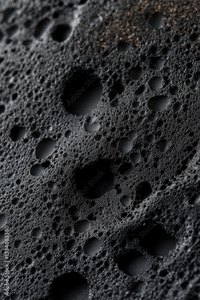 Poster a close-up view of a black surface featuring multiple holes