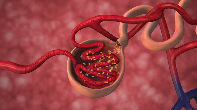 Nephrons Filtering Blood and Producing Urine Efficiently