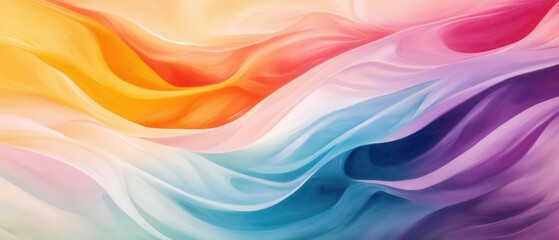 Obraz premium Soft pastel wave lines with subtle geometric curvature, a calming yet vibrant abstraction