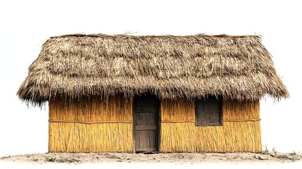 Minimalist straw hut in a traditional rural setting