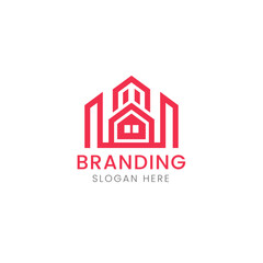 Fototapeta premium New Real estate Iconic Home and building logo.