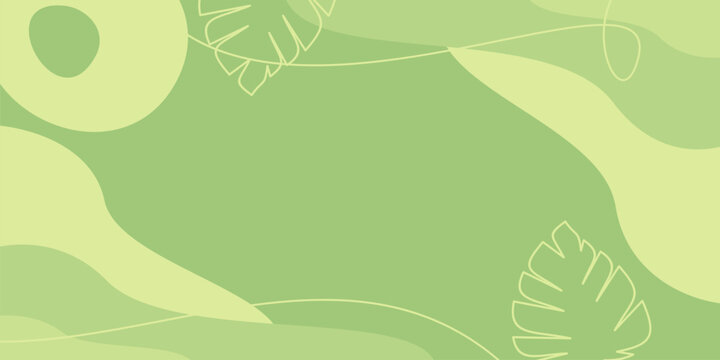 Green Earth Day Background Abstract shapes, waves and Leaf patterns with empty space for text. Perfect for summer design templates