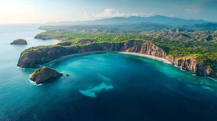 Fototapeta premium Stunning aerial view of the scenic Peninsula Papagayo in Costa Rica