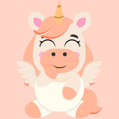 Unicorn pastel wings pink background