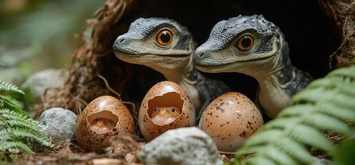 Adorable Baby Dinosaurs Hatching from Eggs, A Prehistoric Beginning