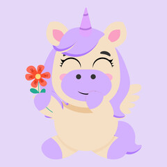 Unicorn baby purple pastel background