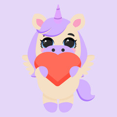 Unicorn baby purple pastel background