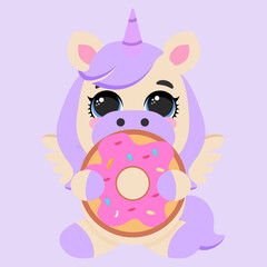 Unicorn baby purple pastel background