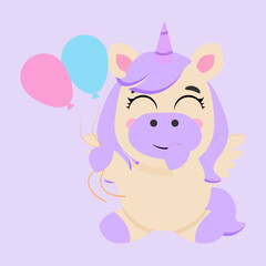 Unicorn baby purple pastel background