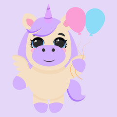 Unicorn baby purple pastel background