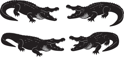 Naklejka premium set of crocodile silhouette vector illustration