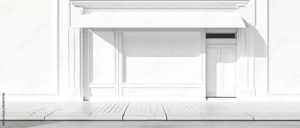 Poster a white door in a black and white photo with clean lines and simple design