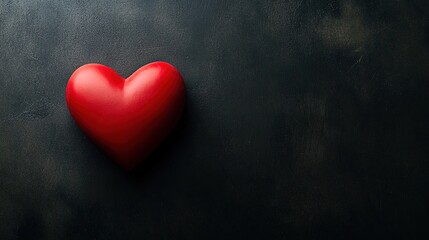 Fototapeta premium Red Heart on Black: A Minimalist Symbol of Emotion and Simplicity 