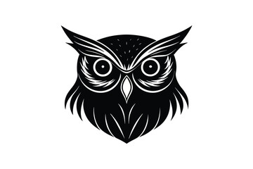 Silhouette vector art illustration of an owl's head.eps