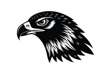 Silhouette vector art illustration of a hawk's head.eps