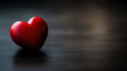 Fototapeta premium Red Heart on Black: A Minimalist Symbol of Emotion and Simplicity 