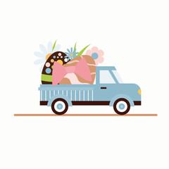 Naklejka premium Easter Flat Simple Vector Illustration Isolated in White