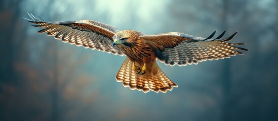 Obraz premium Majestic hawk in flight.