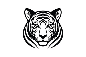 Silhouette vector art illustration of a tiger's head.eps