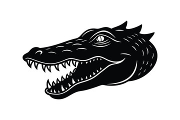 Silhouette vector art illustration of an alligator's head.eps
