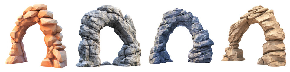 Fototapeta premium Rock arch formations in various colors and textures, showcasing geological wonders