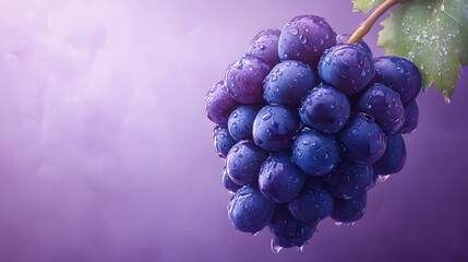 Lush Dew-Kissed Grapes A Vibrant Purple Still Life Photography