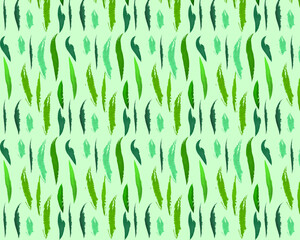 Watercolor seamless pattern with various leaves on a green background. Textile elements, print, texture,
fabric, wrapper. Vector illustration.