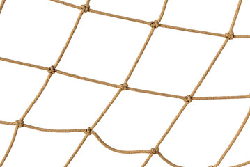 Fishing net on a white background. Rope. Football or tennis net