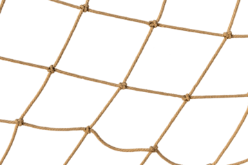 Fishing net on a white background. Rope. Football or tennis net